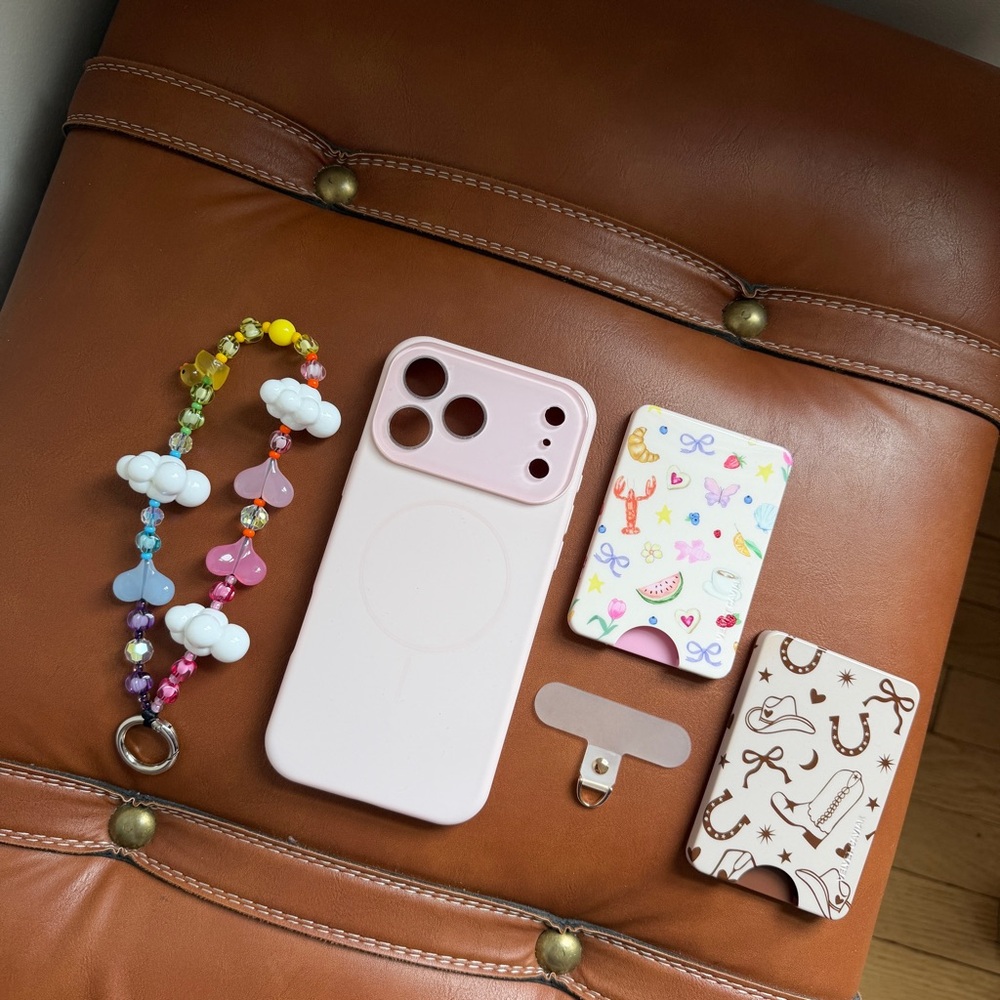 iPhone 17 Pro Max Pink Silicone Case + Accessories